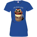 Owl T-Shirt Life Begins After Coffee With Cute Owl in a Cup Tees Funny Gift Tee Shirt CustomCat