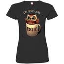 Owl T-Shirt Life Begins After Coffee With Cute Owl in a Cup Tees Funny Gift Tee Shirt CustomCat