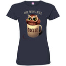 Owl T-Shirt Life Begins After Coffee With Cute Owl in a Cup Tees Funny Gift Tee Shirt CustomCat