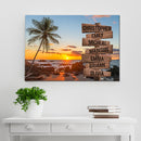 Palm Tree Beach Ocean Sunset Multi Names Premium Canvas Crossroads Personalized Canvas Wall Art, Family Street Sign Family Name Art Canvas For Home Decor Family - CANLA75 - CustomCat