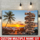 Palm Tree Beach Ocean Sunset Multi Names Premium Canvas Crossroads Personalized Canvas Wall Art, Family Street Sign Family Name Art Canvas For Home Decor Family - CANLA75 - CustomCat
