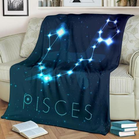 Pisces Zodiac Sign Astrology Fleece Blanket Spiritual Horoscope Constellations Stars Blanket Large Blanket interestprint