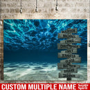 Print Artwork Blue Ocean Sea Personalized Multi-Names Canvas Home Office Decor Family - CANLA75 - CustomCat