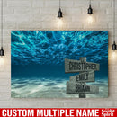Print Artwork Blue Ocean Sea Personalized Multi-Names Canvas Home Office Decor Family - CANLA75 - CustomCat