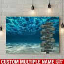 Print Artwork Blue Ocean Sea Personalized Multi-Names Canvas Home Office Decor Family - CANLA75 - CustomCat