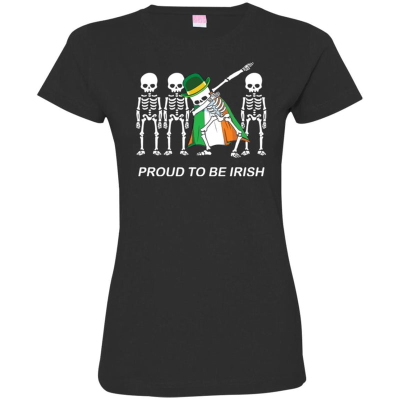 Proud To Be Irish Skeleton Wear Irish Flag Dabbing Funny Gifts Patrick's Day T-Shirt CustomCat