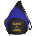 Proudly Served US Army E-2 Private Second Class E2 PV2 Embroidered Active Sling Pack CustomCat