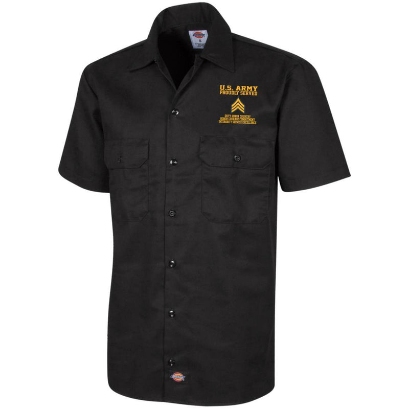 Proudly Served US Army E-5 Sergeant E5 SGT  Embroidered Short Sleeve Workshirt CustomCat