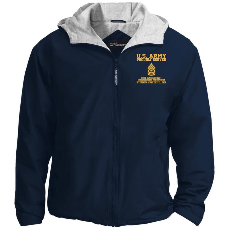 Proudly Served US Army E-9 Sergeant Major E9 SGM Embroidered Team Jacket CustomCat