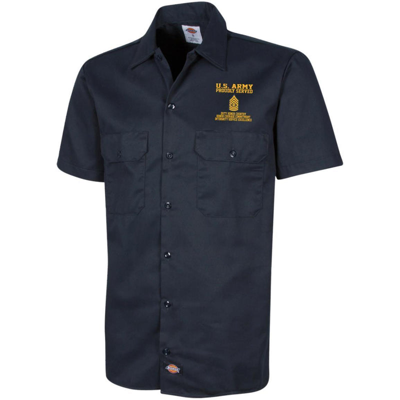 Proudly Served US Army E-9 Sergeant Major Of The Army E9 SMA Embroidered Short Sleeve Workshirt CustomCat