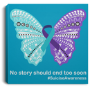 Purple and Teal Awareness Ribbon Canvas No Story Should End Too Soon Canvas Wall Art Decor