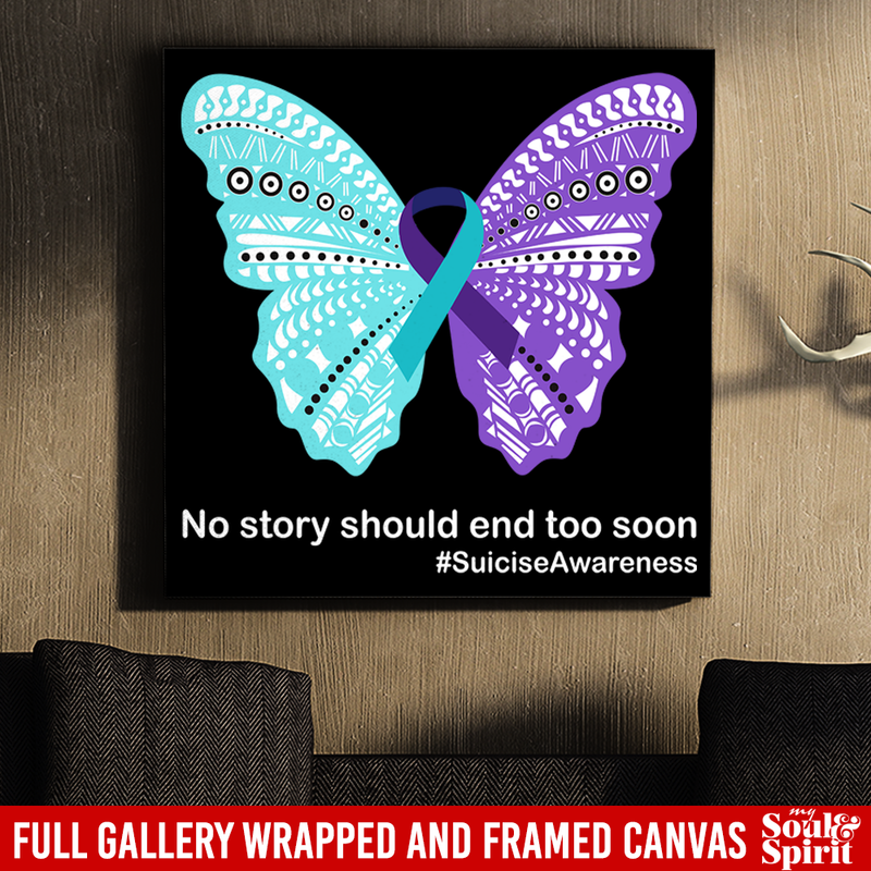 Purple and Teal Awareness Ribbon Canvas No Story Should End Too Soon Canvas Wall Art Decor