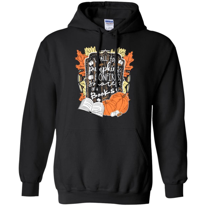 Reader T-Shirt I Fall For Pumpkins Bonfires S'mores And Books Halloween Funny Gift Teacher Shirts CustomCat