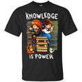 Reader T-Shirt Knowledge Is Power Book Cat Coffee Funny Gift Book Lovers Shirts CustomCat