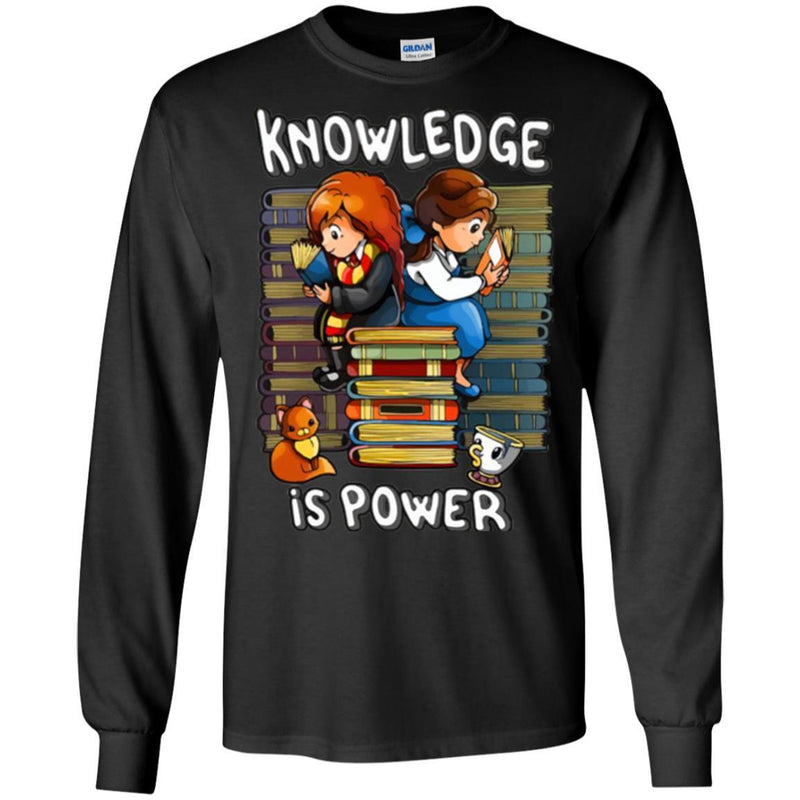 Reader T-Shirt Knowledge Is Power Book Cat Coffee Funny Gift Book Lovers Shirts CustomCat