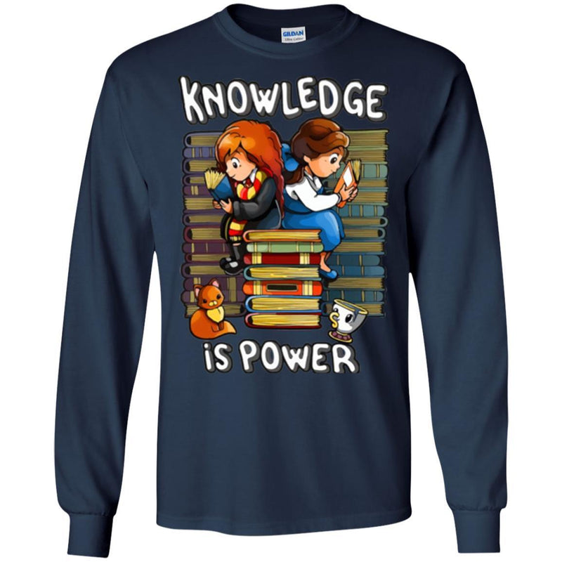 Reader T-Shirt Knowledge Is Power Book Cat Coffee Funny Gift Book Lovers Shirts CustomCat