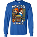 Reader T-Shirt Knowledge Is Power Book Cat Coffee Funny Gift Book Lovers Shirts CustomCat