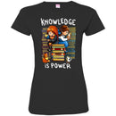 Reader T-Shirt Knowledge Is Power Book Cat Coffee Funny Gift Book Lovers Shirts CustomCat