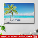Scenic Coral Beach With Palm Tree Canvas For Home Decor Mermaid - CANLA75 - CustomCat