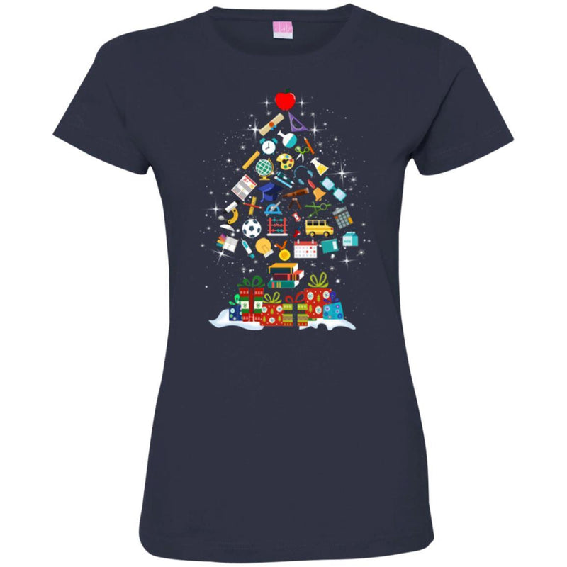 Science Teacher T-Shirt  Merry Christmas Tree Science Tools Funny Gift Book Lovers Shirts CustomCat