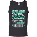September girl with tattoos pretty eyes and thick things T-shirts CustomCat