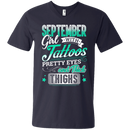 September girl with tattoos pretty eyes and thick things T-shirts CustomCat