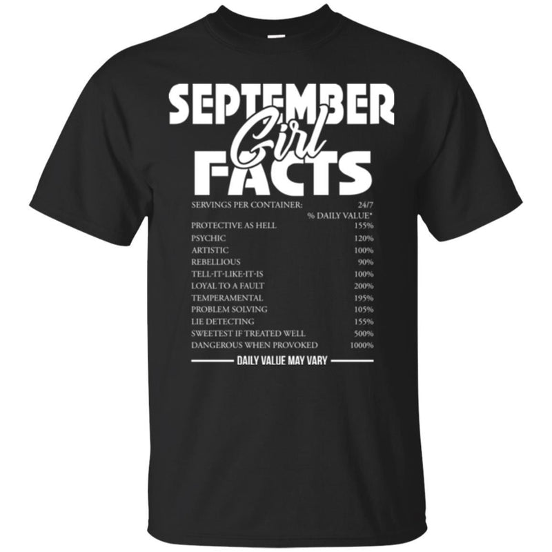 September Girls T-Shirt Funny September Facts Girl Sayings Funny Sarcasm Birthday Girls Shirts CustomCat