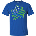 Shamrocks American Police Flag Funny Gifts Patrick's Day Irish T-Shirt CustomCat