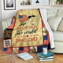 She Belived She Could So She Did Female Veteran Fleece Blanket interestprint