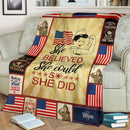 She Belived She Could So She Did Female Veteran Fleece Blanket interestprint