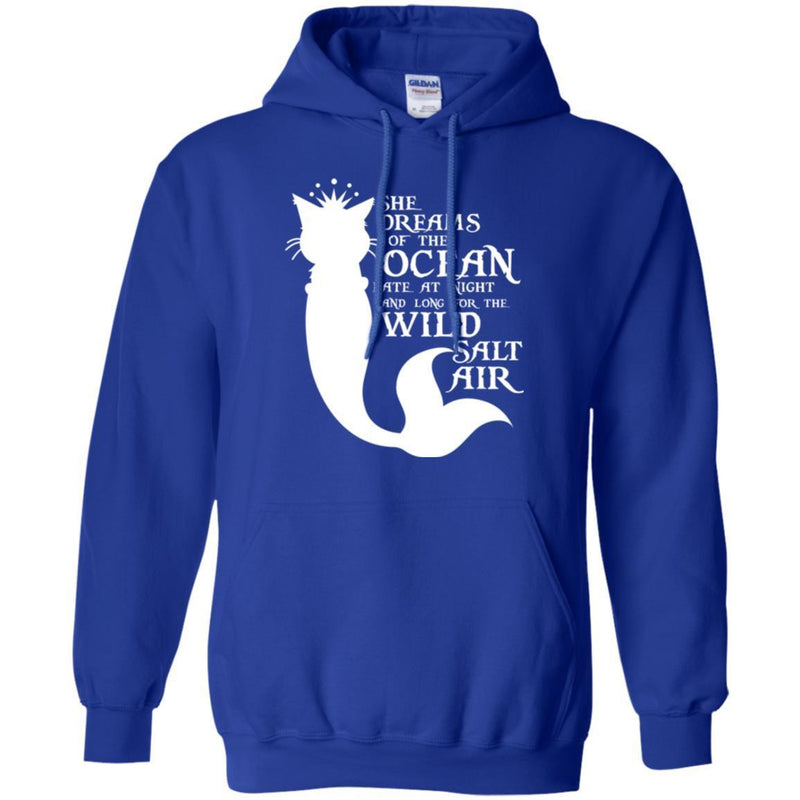 She Dreams Of The Ocean Late At Night And Long For The Wild Salt Funny PurrMaid Cat Mermaid T Shirt CustomCat