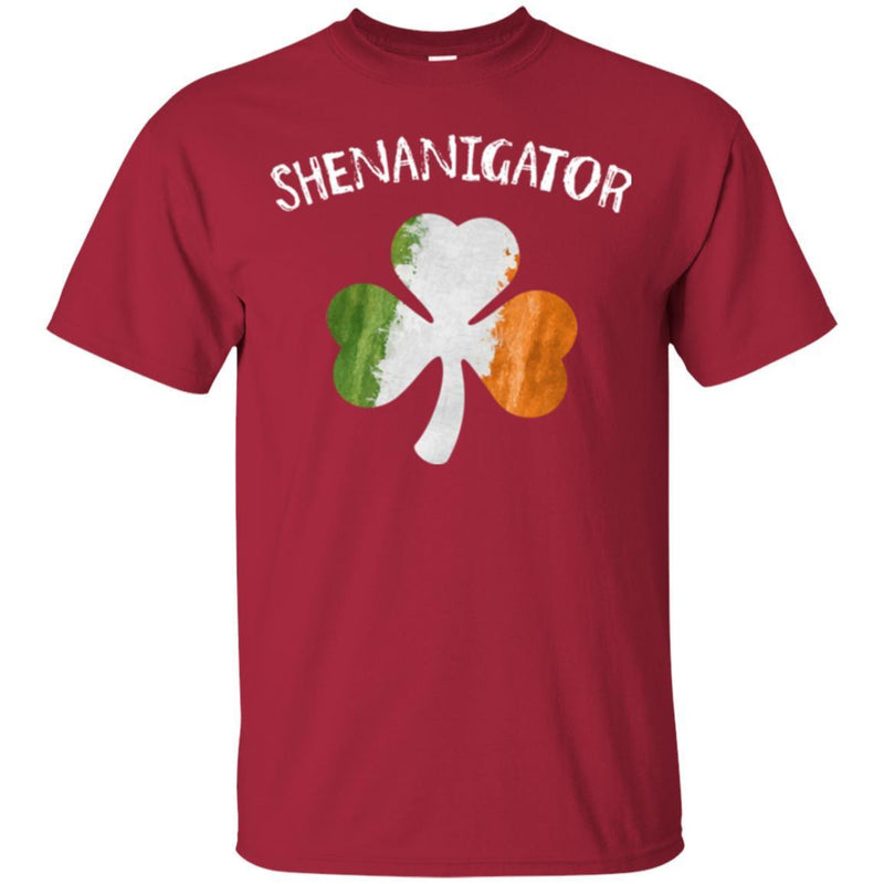 Shenanigator Shamrock Ireland Flag Funny Gifts Patrick's Day Irish T-Shirt CustomCat