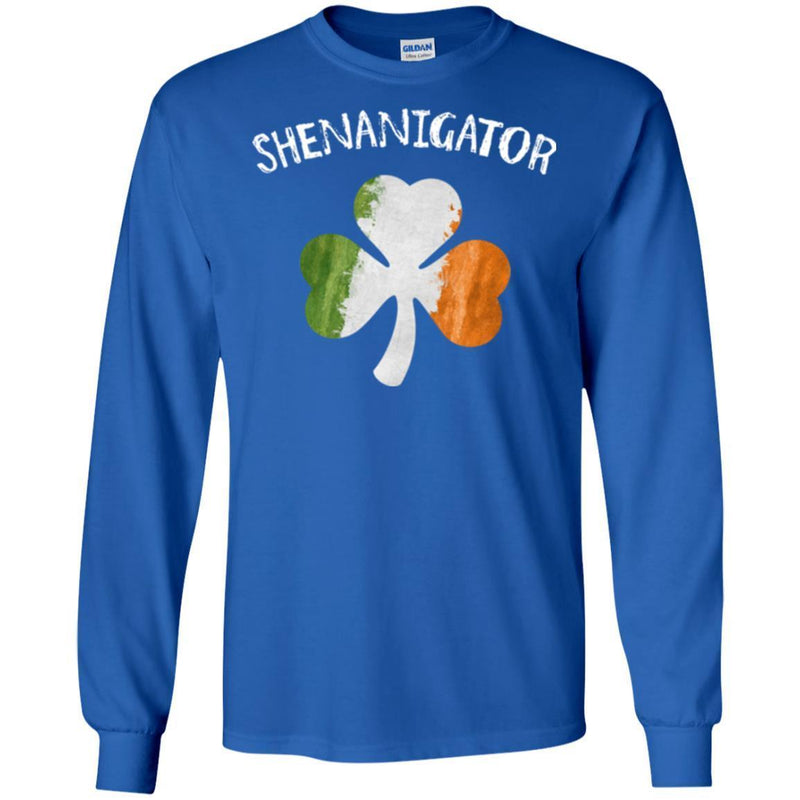 Shenanigator Shamrock Ireland Flag Funny Gifts Patrick's Day Irish T-Shirt CustomCat