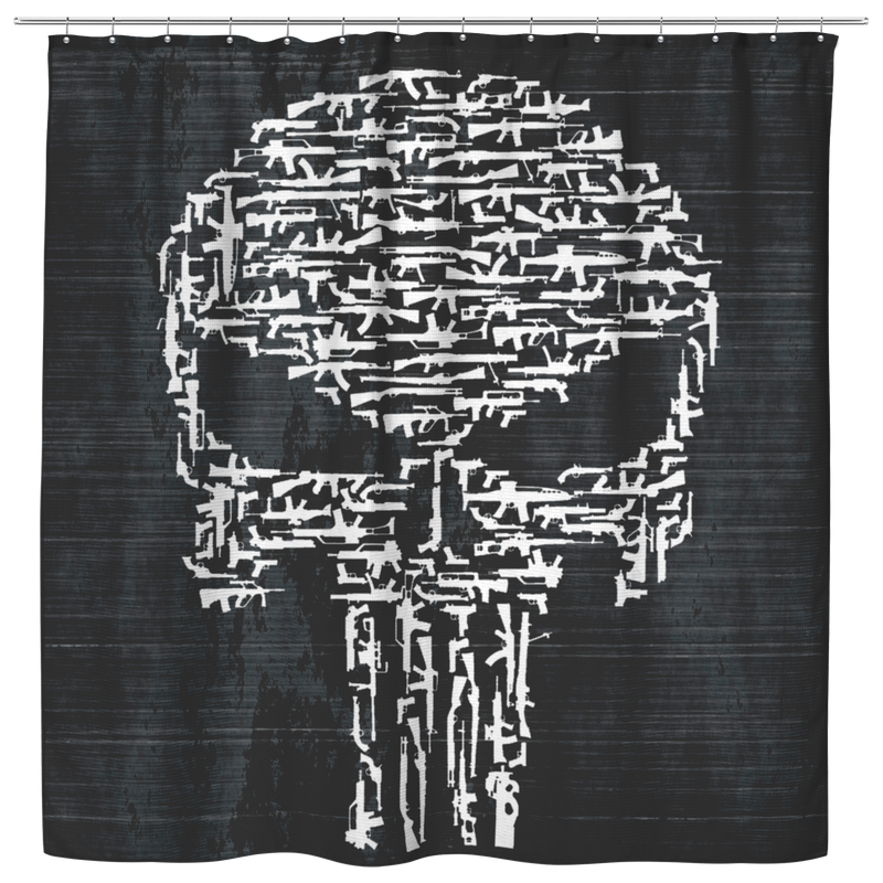 Skull Shower Curtains Awesome Skull Gun For Bathroom Decor