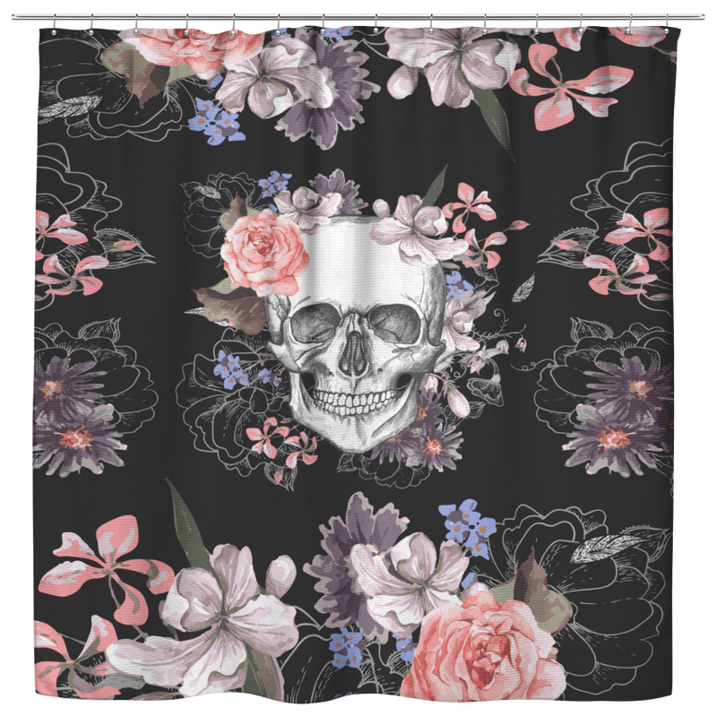 Skull Shower Curtains Beautiful Skull With Multi Style Flower For Bathroom Decor