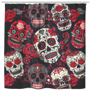 Skull Shower Curtains Fascinated Skull Hide Under Red Rose For Bathroom Decor