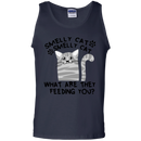 Smelly cat smelly cat wht are they feeding you funny T-shirts CustomCat
