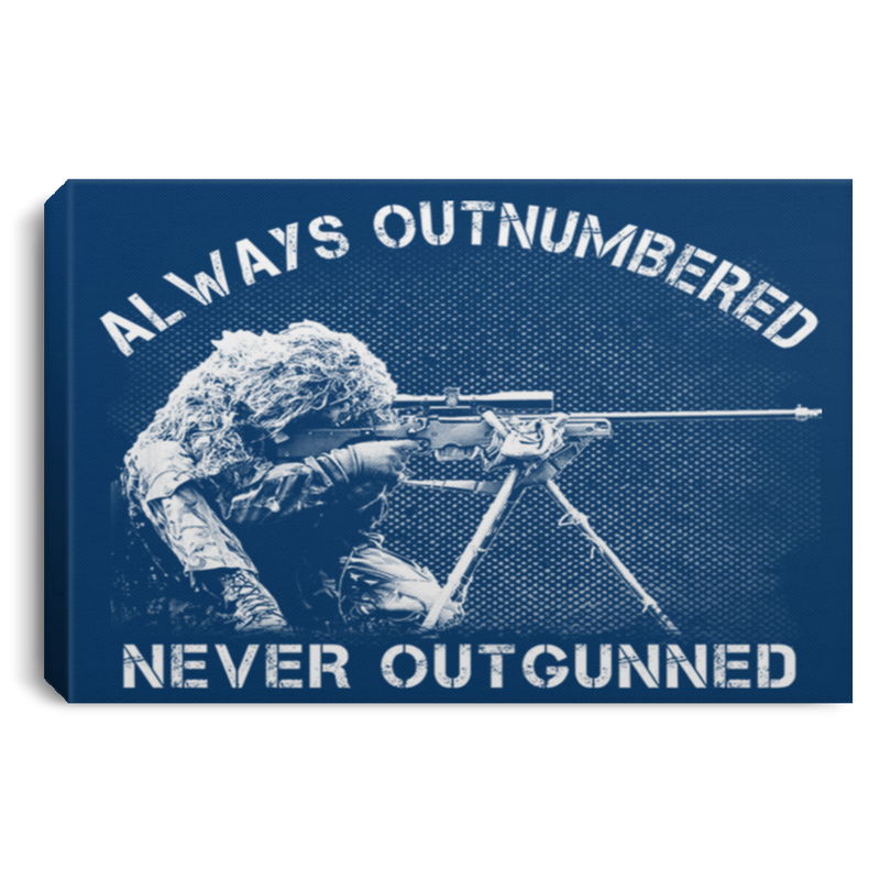Sniper Soldier Canvas - Always Outnumbered Never Outgunner Canvas Wall Art Decor
