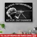 Sniper Soldier Canvas - Always Outnumbered Never Outgunner Canvas Wall Art Decor