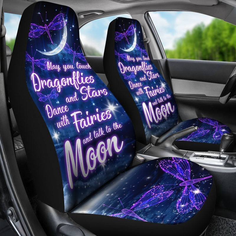 Sparkly Dragonflies - Stars - Fairies And The Moon Car Seat Covers (Set Of 2)