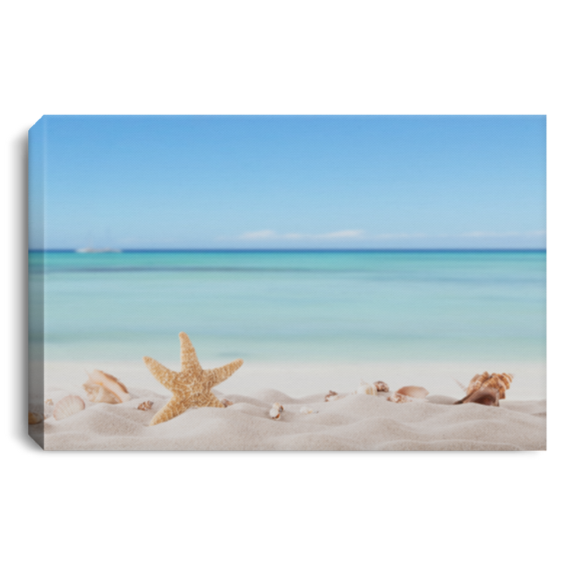 Summer Concept With Sandy Beach, Shells And Starfish Canvas For Home Decor Mermaid - CANLA75 - CustomCat