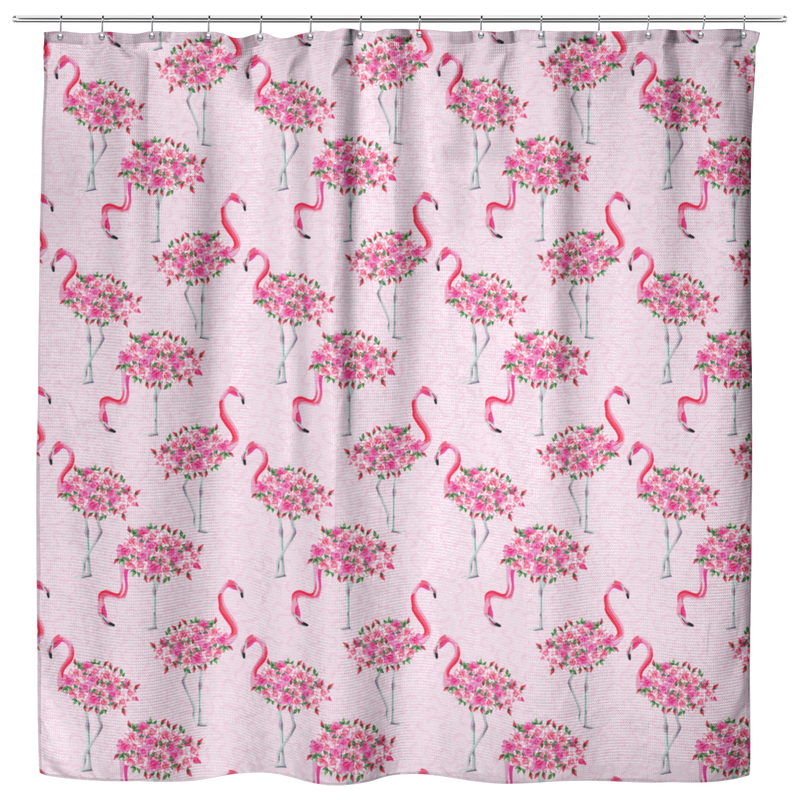 Summer Flamingo Pink Shower Curtains For Bathroom Decor