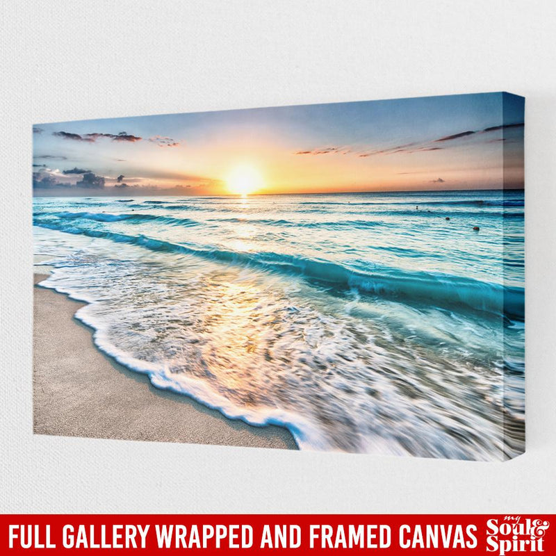 Sunrise Over Cancun Beach Canvas For Home Decor Mermaid - CANLA75 - CustomCat