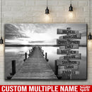 Sunset Lake Dock Multi Names Premium Canvas Crossroads Personalized Canvas Wall Art Black And White, Family Street Sign Family Name Art Canvas Family - CANLA75 - CustomCat