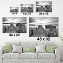 Sunset Lake Dock Multi Names Premium Canvas Crossroads Personalized Canvas Wall Art Black And White, Family Street Sign Family Name Art Canvas Family - CANLA75 - CustomCat