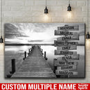 Sunset Lake Dock Multi Names Premium Canvas Crossroads Personalized Canvas Wall Art Black And White, Family Street Sign Family Name Art Canvas Family - CANLA75 - CustomCat