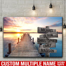 Sunset Lake Dock Multi Names Premium Canvas Crossroads Personalized Canvas Wall Art - Family Street Sign Family Name Art Canvas For Home Decor Custom Family - CANLA75 - CustomCat