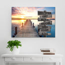 Sunset Lake Dock Multi Names Premium Canvas Crossroads Personalized Canvas Wall Art - Family Street Sign Family Name Art Canvas For Home Decor Custom Family - CANLA75 - CustomCat