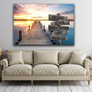 Sunset Lake Dock Multi Names Premium Canvas Crossroads Personalized Canvas Wall Art - Family Street Sign Family Name Art Canvas For Home Decor Custom Family - CANLA75 - CustomCat