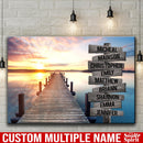 Sunset Lake Dock Multi Names Premium Canvas Crossroads Personalized Canvas Wall Art - Family Street Sign Family Name Art Canvas For Home Decor Custom Family - CANLA75 - CustomCat